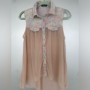 Vintage Darling Sleeveless Top Sheer Country
